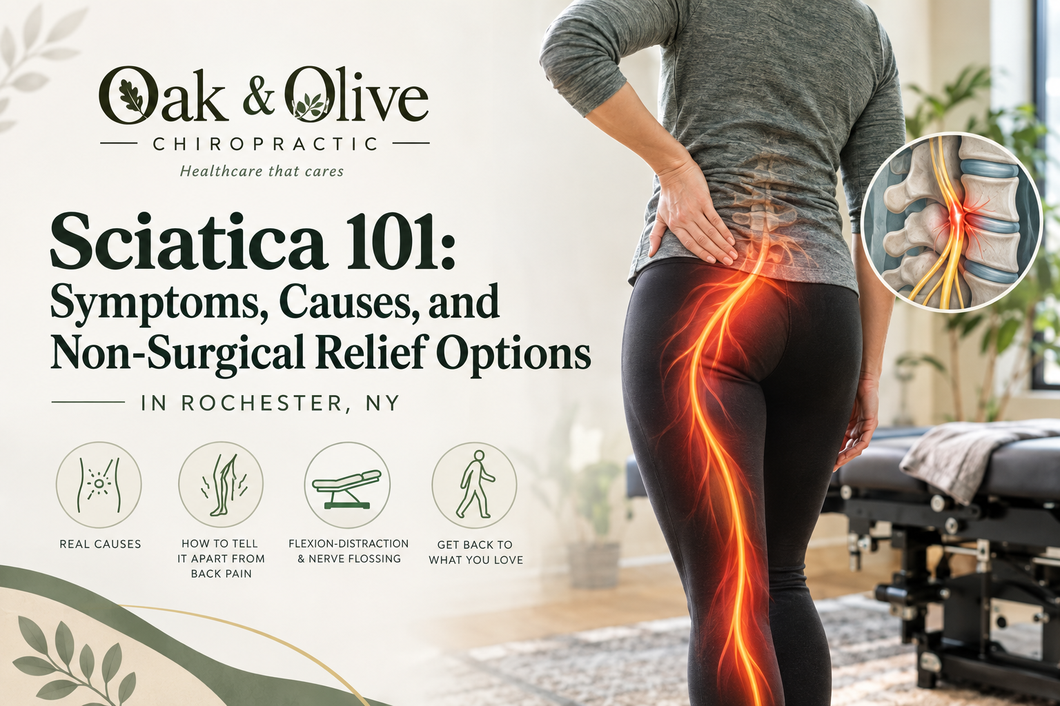 Person experiencing sciatica pain radiating down the leg