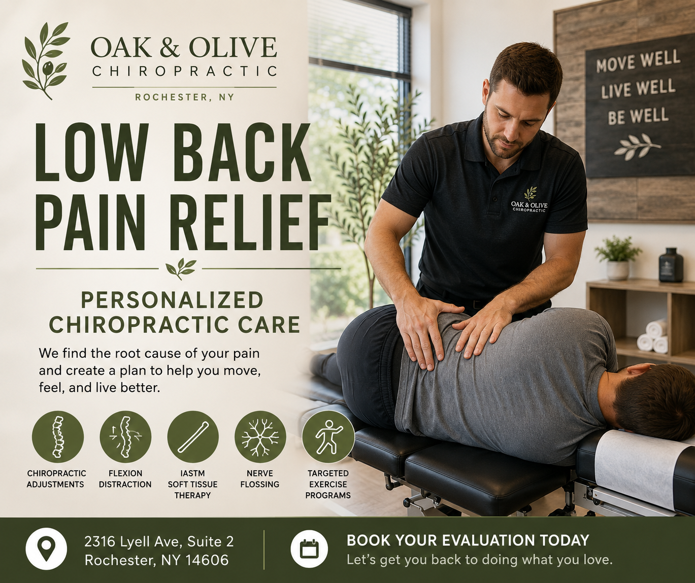 Person experiencing low back pain in need of chiropractic relief in Rochester, NY